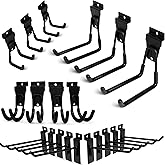 FELLER Slatwall Hooks Heavy Duty - Premium 20 Pack for Proslat &amp; Slatwall Accessories - Durable Double &amp; Single Slat Wall Hooks with 4X Toughness and Rubber Grip