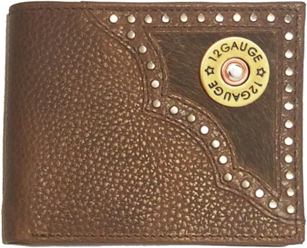 Custom 12 Gauge Shotgun Bi-fold Wallet Hair on Hide Brown
