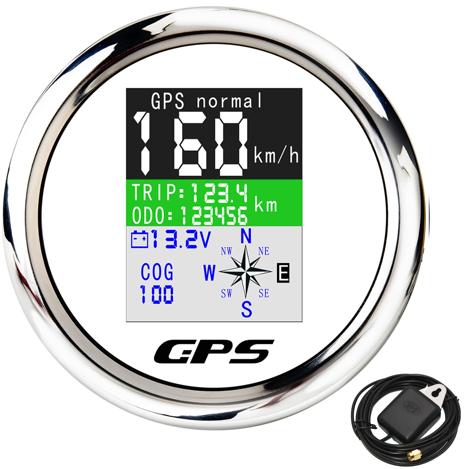 85MM Digital Boat GPS Speedometer Gauge MPH Km/h Knots Adjustable Waterproof GPS Antenna 9-32V fit Marine Car Truck Motorcycle
