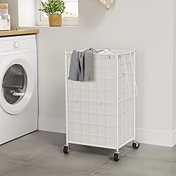 WOWLIVE Laundry Hamper with Wheels,Metal Wire Frame
