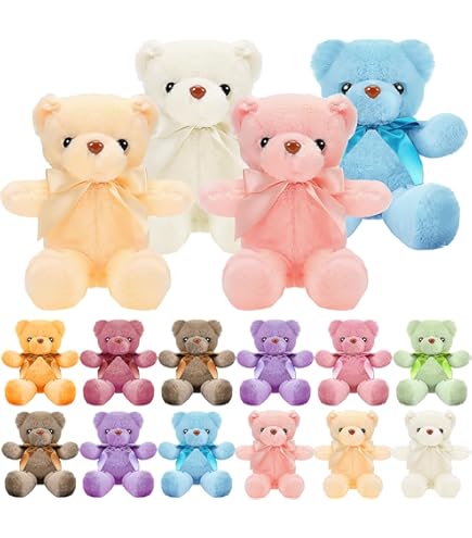 Mini Teddy Bears Bulk Set Vintage Tiny Miniature Flocked Fuzzy