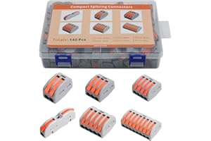 YQSIYU 140PCS Wire Connectors Kit, 1/2/3/4/5/8 Conductor Compact Splicing Connectors, Quick Connect Electrical Terminals with Gray Shell and Orange Handle for 28-12AWG Solid and Flexible Wires