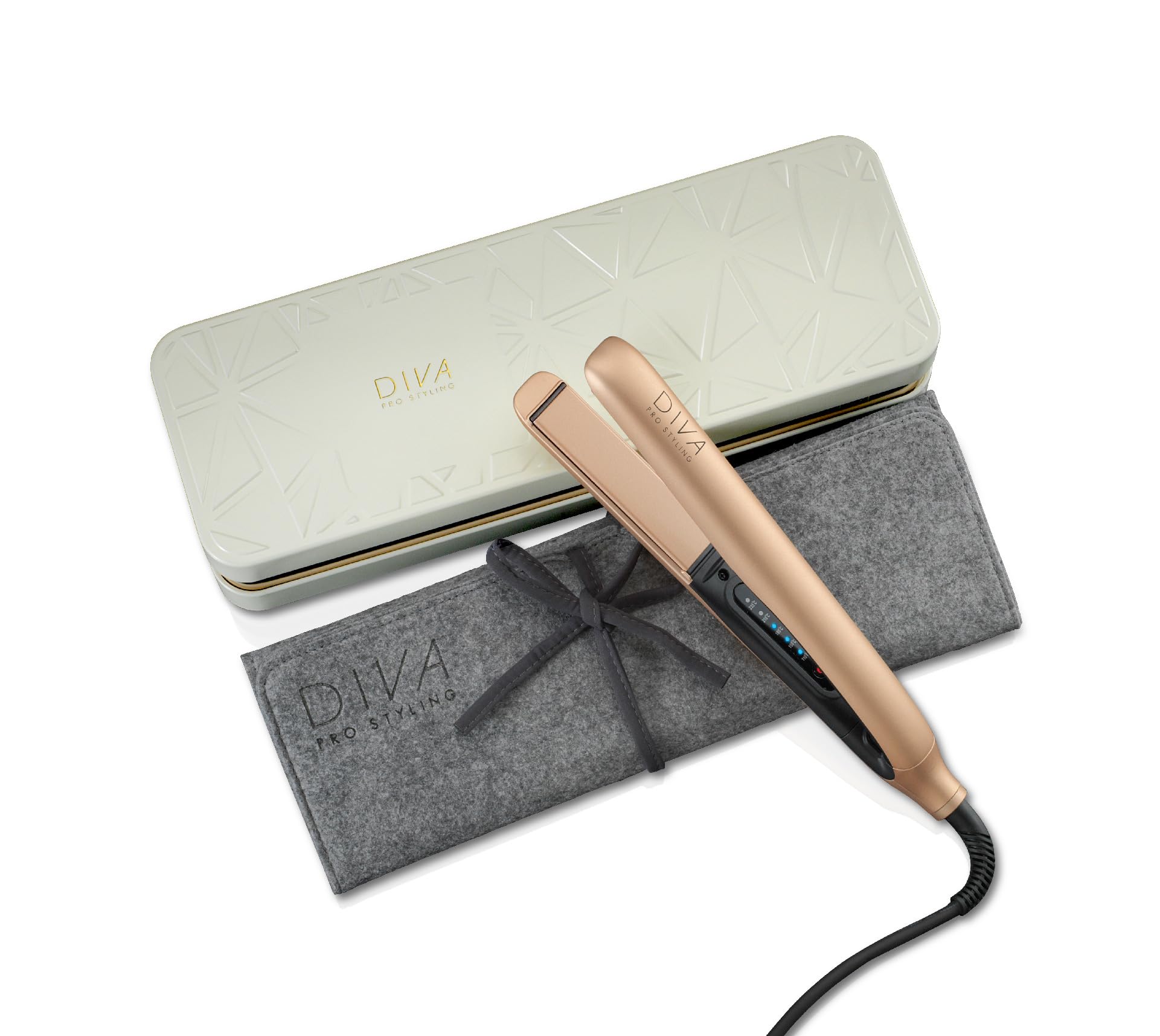 Diva Pro Styling Precious Metals Touch Straightener Rose Gold with Macadamia Argan Oil and Keratin Infused Ceramic Plates, PRO201