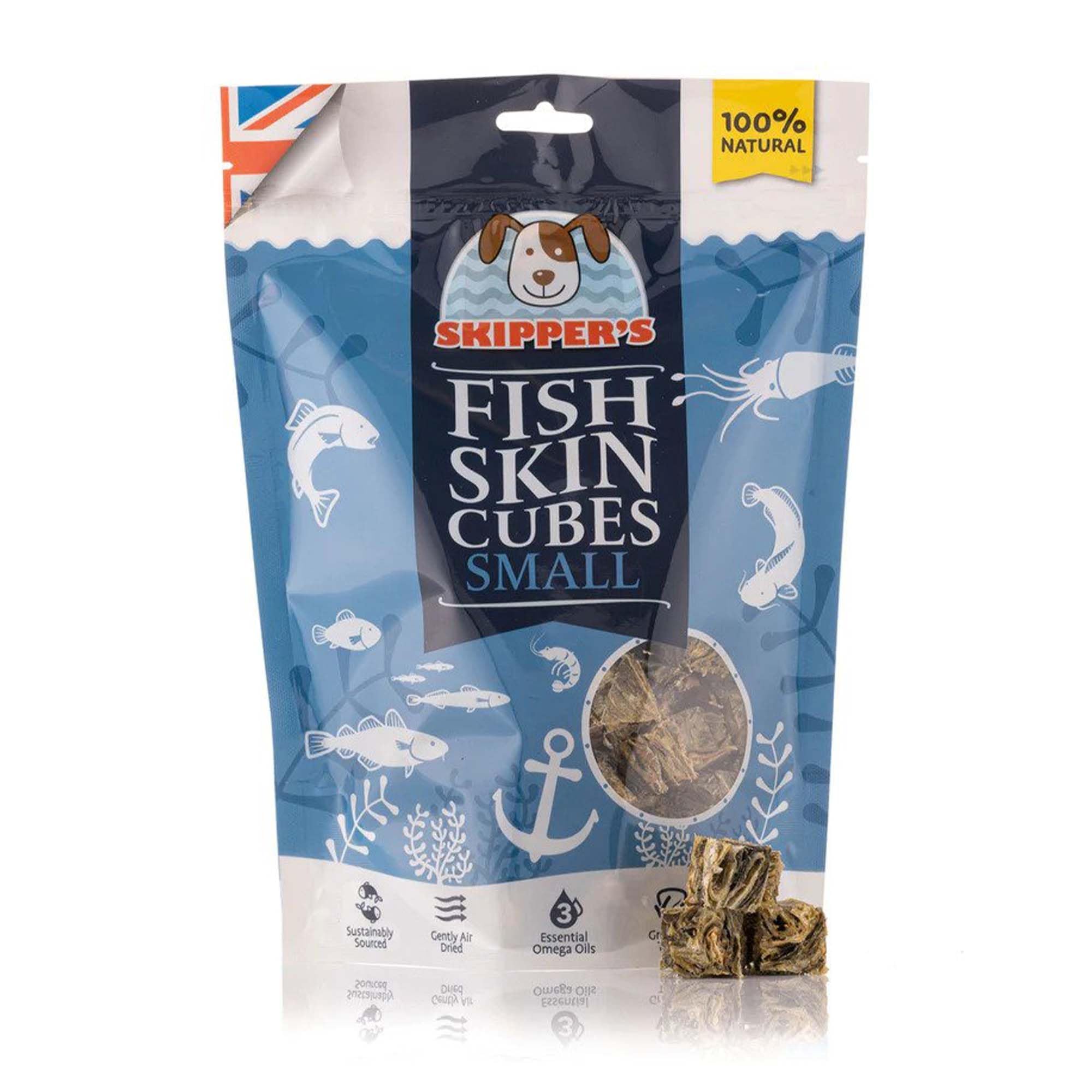 SKIPPER'S Dried Fish For Dogs - Whitefish Skin Jerky Cubes Dog Treats 100% Natural, Healthy, Grain Free & Low Fat - BULK VALUE (Cube Size Small, 250g Pack)