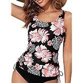 Aleumdr Womens Tankini Top Only Ruched Tummy Control Bathing Suit Top Modest Swim Tank Top No Bottom