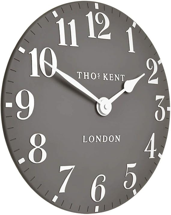 LARGE GREY Wall Clock 20in 50cm Thomas Kent Arabic Clock Dolphin GREY