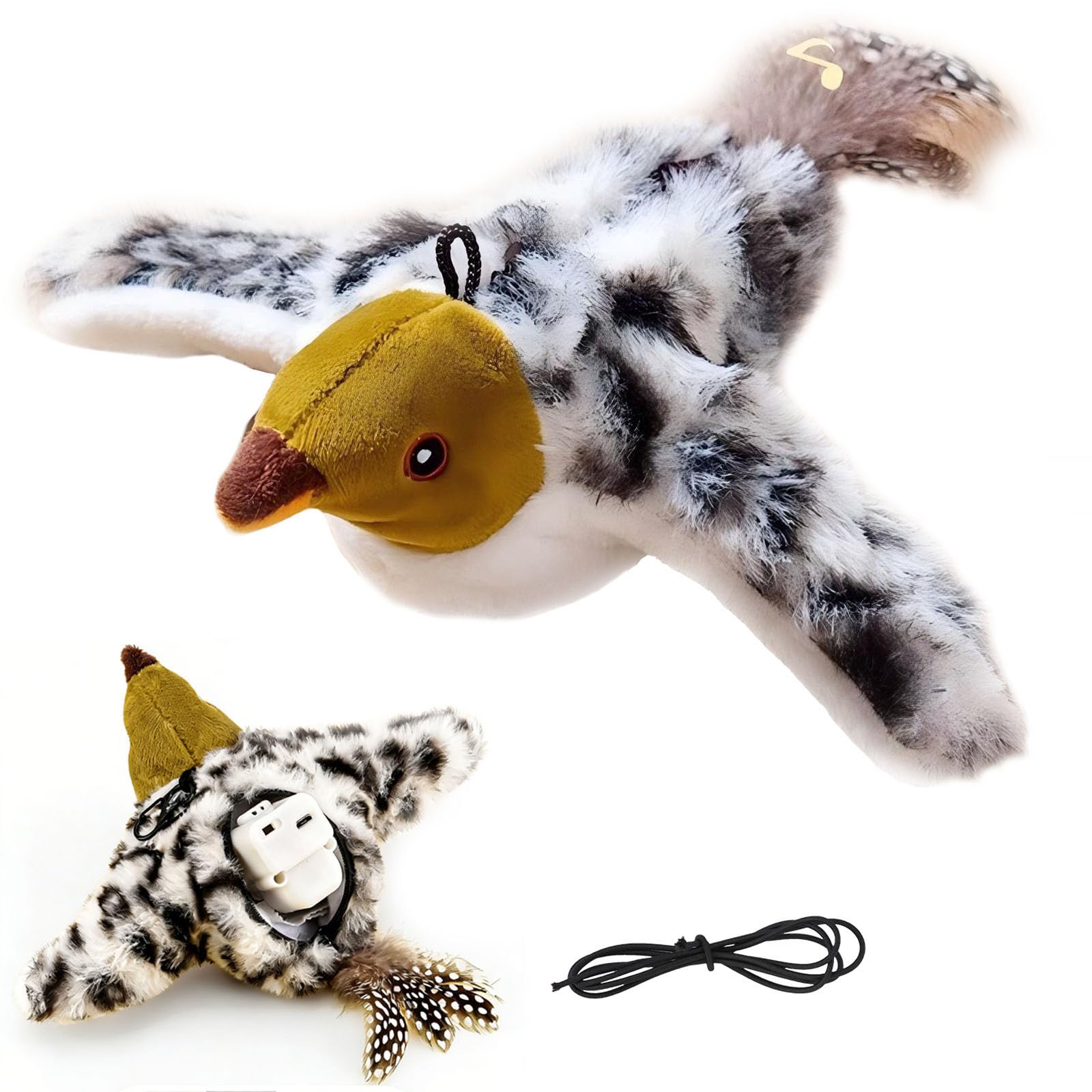 Photo 1 of 2026 New Flying Bird Cat Toy, Interactive Cat Toys for Indoor Cats, Motion-Activated Cat Toy Flying Birds for Indoor Cats, USB Rechargeable Indoor Cat Hunting Toy (Black and White Plush Version)