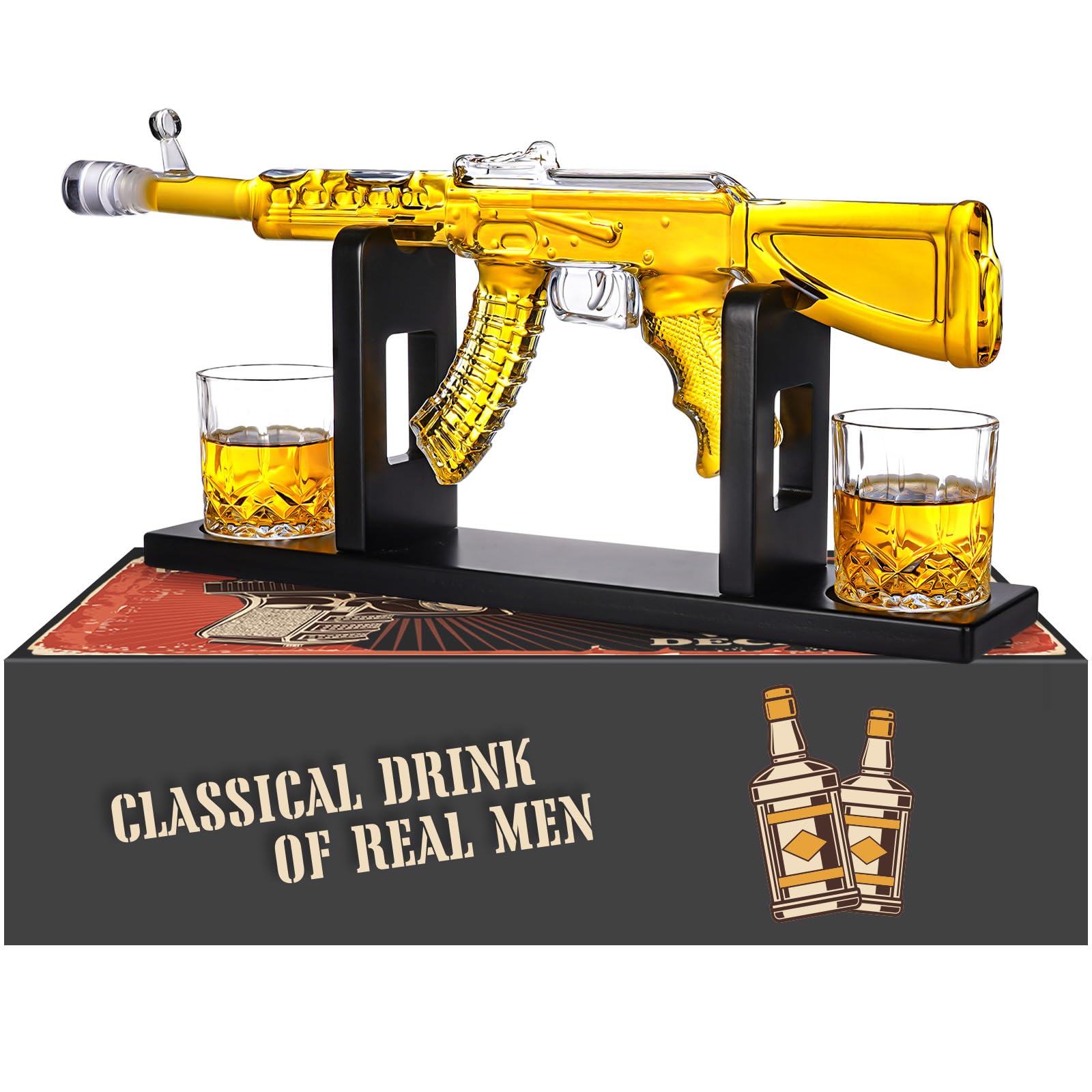 Photo 1 of ***SEE NOTES***Whiskey Decanter AK47 Set with 2 Whiskey Glasses, Gifts for Men Dad Stocking Stuffers, Unique Christmas Anniversary Birthday Gift for Him Husband, Cool Presents liquor dispenser for Home Bar
