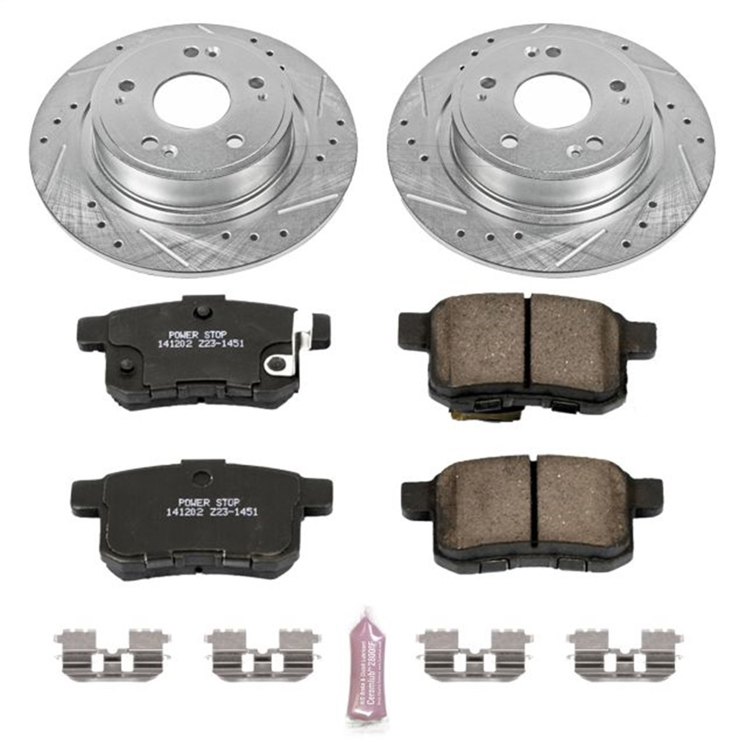 Power Stop K5368 Rear Brake Kit with Drilled/Slotted Brake Rotors and Z23 Evolution Ceramic Brake Pads