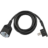 Brennenstuhlextension cable with angled flat connector 2m, H05VV-F F3G1, black, 1168980020