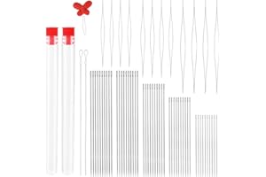 GarfxG 64 PCS Beading Needles Set Include Big Eye Collapsible, Twisted Wire Seed and Straight Beading Needles, Threaders for Jewelry Making, Sequin Embroidery Crafting DIY