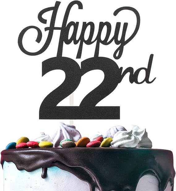 Amazon.com : happy 22nd birthday black glitter cardstock paper cake topper cheers to 22 years Amazon.com : Happy 22nd Birthday Black Glitter Cardstock Paper Cake Topper Cheers to 22 Years