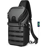 Somago Sling Backpack with USB Charging Port Water-Resistant Tactical Backpack Crossbody Chest Bag with Anti-theft Pocket