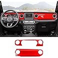 RT-TCZ Center Console Trim Cover Dashboard Control Panel Cover Decorative Interior Accessories for Jeep Wrangler JL JLU & Gladiator JT 2018-2023,Red