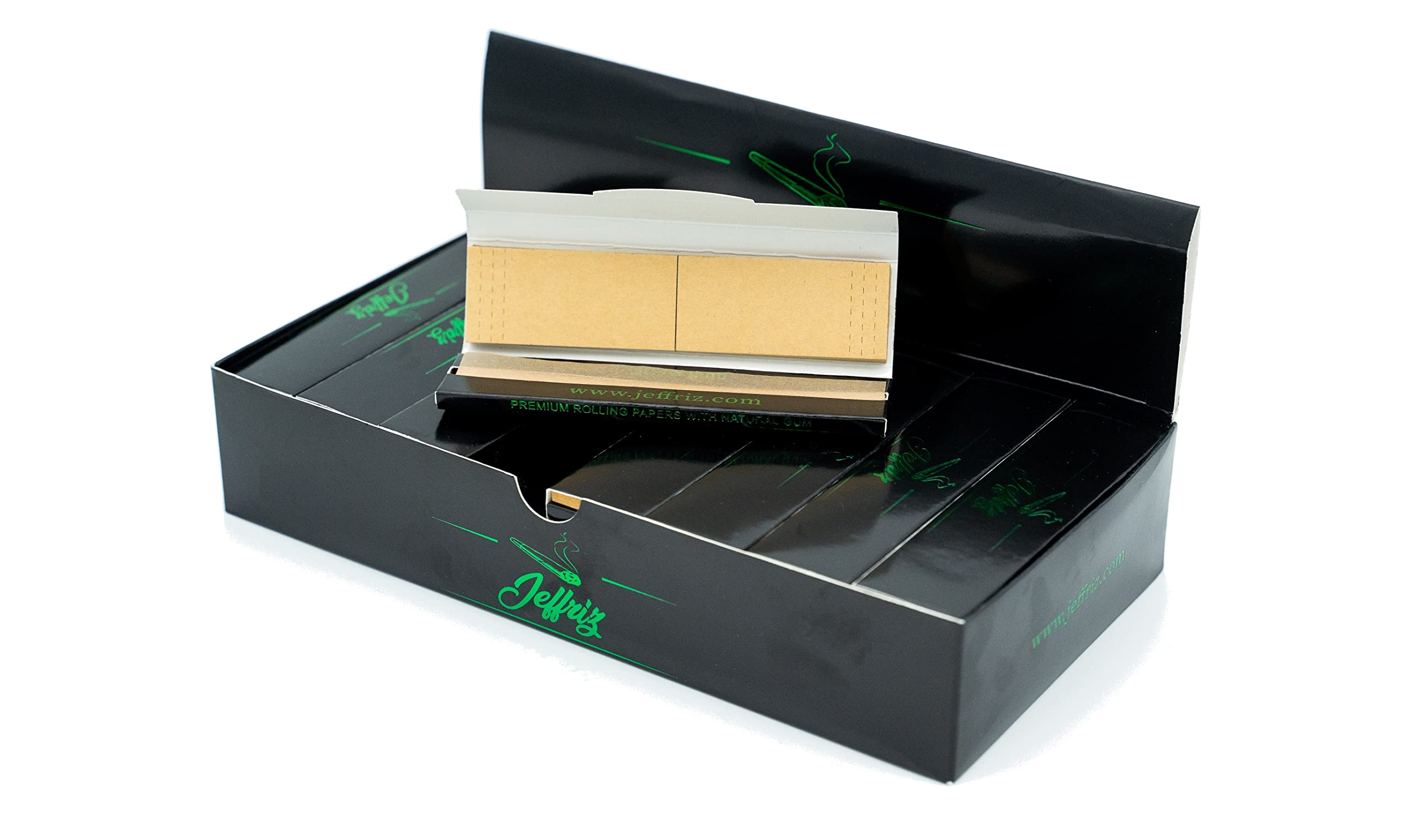 Unbleached Slim King Size Rolling Papers with Filter Tips | Jeffriz | Natural Brown Ultra Thin Slow Burning Paper | 32 Packs of 32 Sheets + Cardboard Filters | Natural Arabic Gum