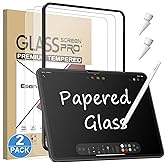 Esanik 2 Pack Like Paper Glass Screen Protector for iPad Air 11 Inch M3/M2 (7th/6th Generation, 2025/2024)9H Tempered Glass Film with Alignment Frame, Writing Like on Paper, Anti Glare, Apple Pencil Compatible