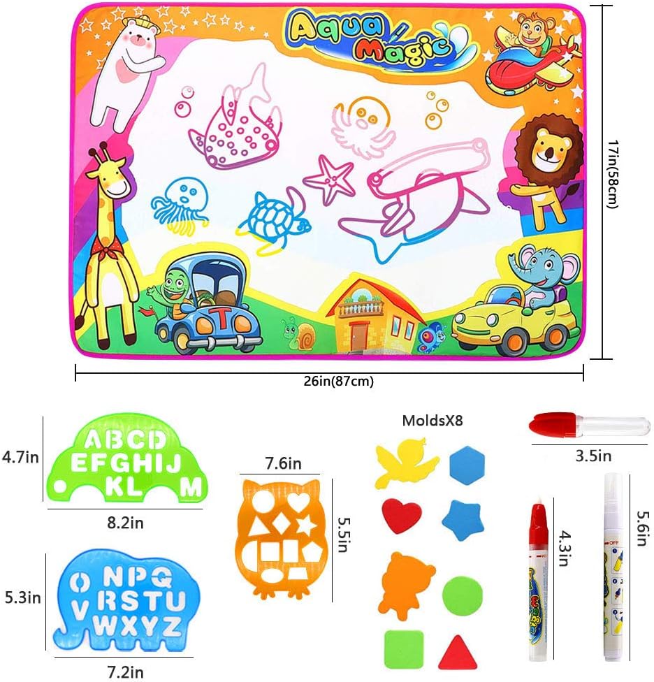 PHYLES Water Drawing Mat, Super Rainbow Deluxe Water Magic Mat, No Mess Colouring & Drawing Game - Image 5