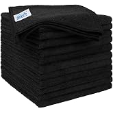 HOMEXCEL Microfiber Cleaning Cloths 12 Pack, Premium 16 x 16 inch Microfiber Towel for Cars, Ultra Absorbent Car Washing Cloth, Lint Free Streak Free Wash Cloths for Car, Kitchen, and Window, Black
