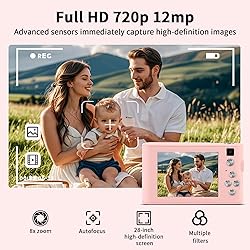 Pink Digital Camera with 32GB Card, 720P 3" Screen
