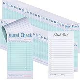 60 Pack Guest Checks Books Bulk Server Note Pad Numbered Waitress Notepad Green Food Receipt Book 3000 Total Double Sided Perforated Server Order Paper for Bars Cafes Restaurant Order