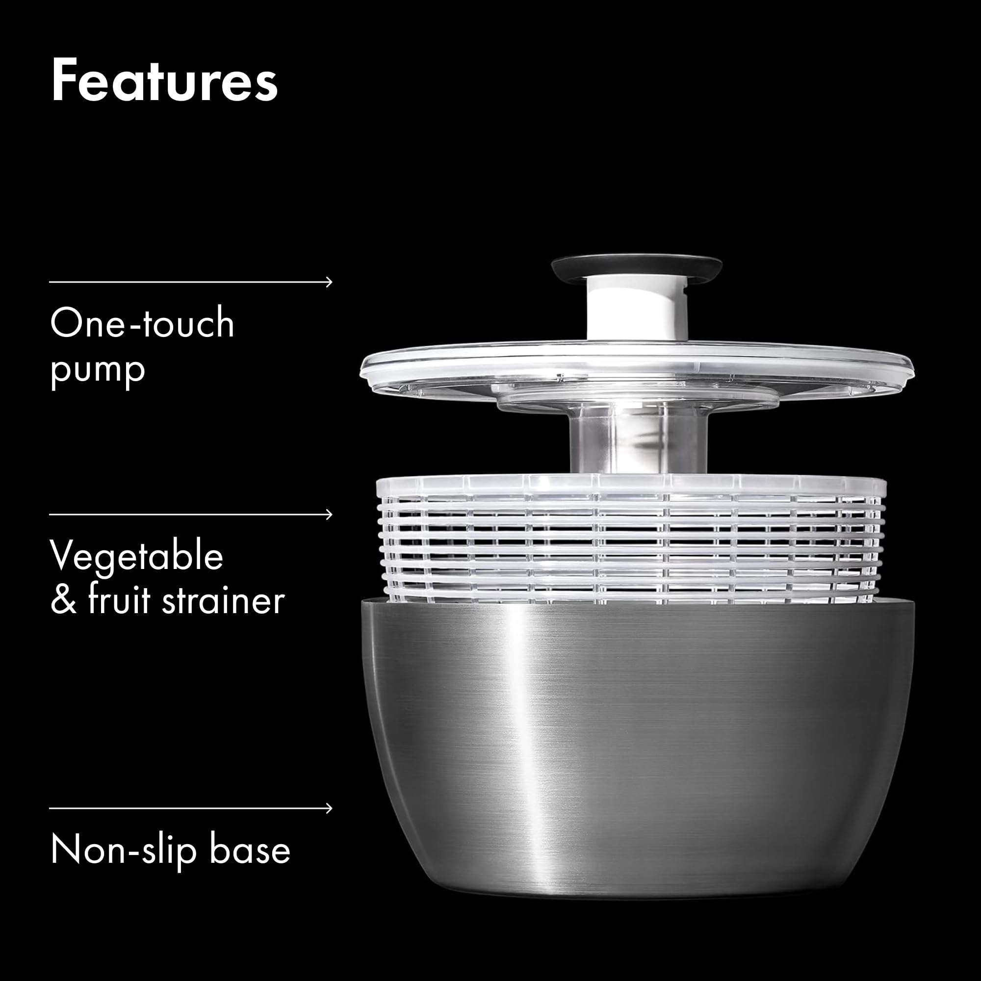 OXO Good Grips Stainless Steel Salad Spinner, 6.34 Qt.
