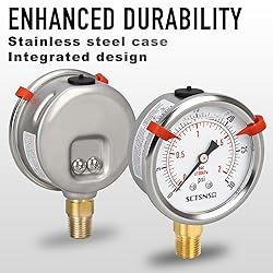 SCTSNSR 0 to 30 Psi Pressure Gauge, Glycerin Liquid
