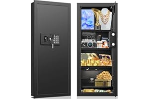 ZOGOLA 33.46" Tall Fireproof Wall Safes Between the Studs 16" Centers, Electronic Hidden Safe with Removable Shelf, Home Safe for Firearms, Money, Jewelry, Passport
