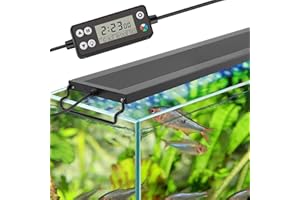 hygger Auto On Off LED Aquarium Light, Full Spectrum Fish Tank Light with LCD Monitor, 24/7 Lighting Cycle, 7 Colors, Adjustable Timer, IP68 Waterproof, 3 Modes for 12"-18" Freshwater Planted Tank