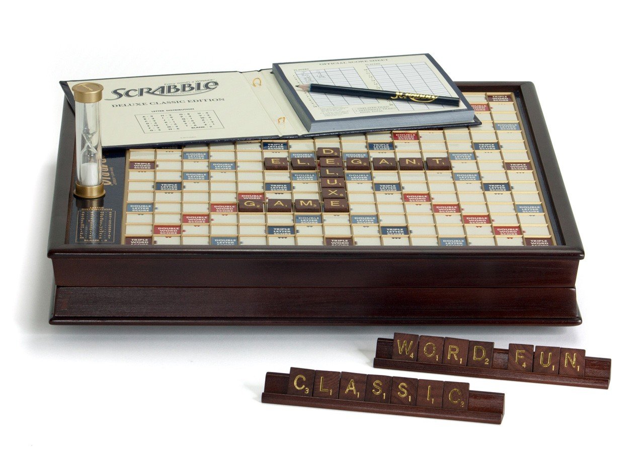 Winning Solutions Scrabble Deluxe Wooden Edition with Rotating Game