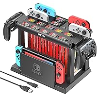 Switch Games Organizer Station with Controller Charger, Charging Dock for Nintendo Switch & OLED Joycons, Kytok Switch Storag