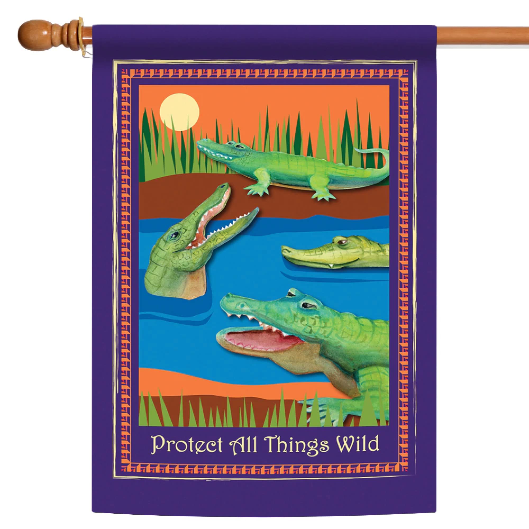 Toland Home Garden Protect Gators and Crocs 28 x 40-Inch Decorative USA-Produced House Flag