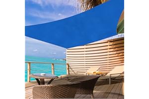 Cool Area Rectangle Sun Shade Sail 16' x 16' Outdoor Canopy for Patio Garden Backyard, UV Block Sunshade Cover, Blue