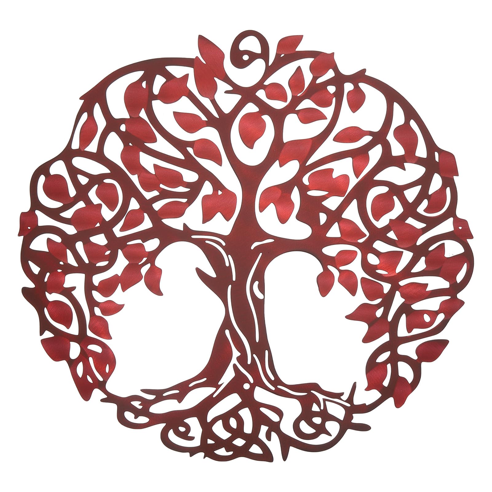 PATIKIL Metal Tree Wall Decor, Tree of Life Wall Sculpture Ornament Hanging Wall Decoration for Home Indoor Outdoor, Red Brown