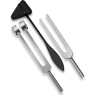 SURGICAL ONLINE Set of 3 Pcs Aluminum Sensory Tuning Forks C 128 512 + Taylor Percussion Hammer Mallet, Superior Diagnostic K