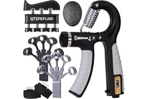 QTZFKFLHD Grip Strength Trainer with Forearm Strengthener, Hand Grip Strengthener, Hand Extension Exerciser, Stress Relief Ball and Hand Grip Strengthener for Muscle Building and Injury Recover(5 PCS)