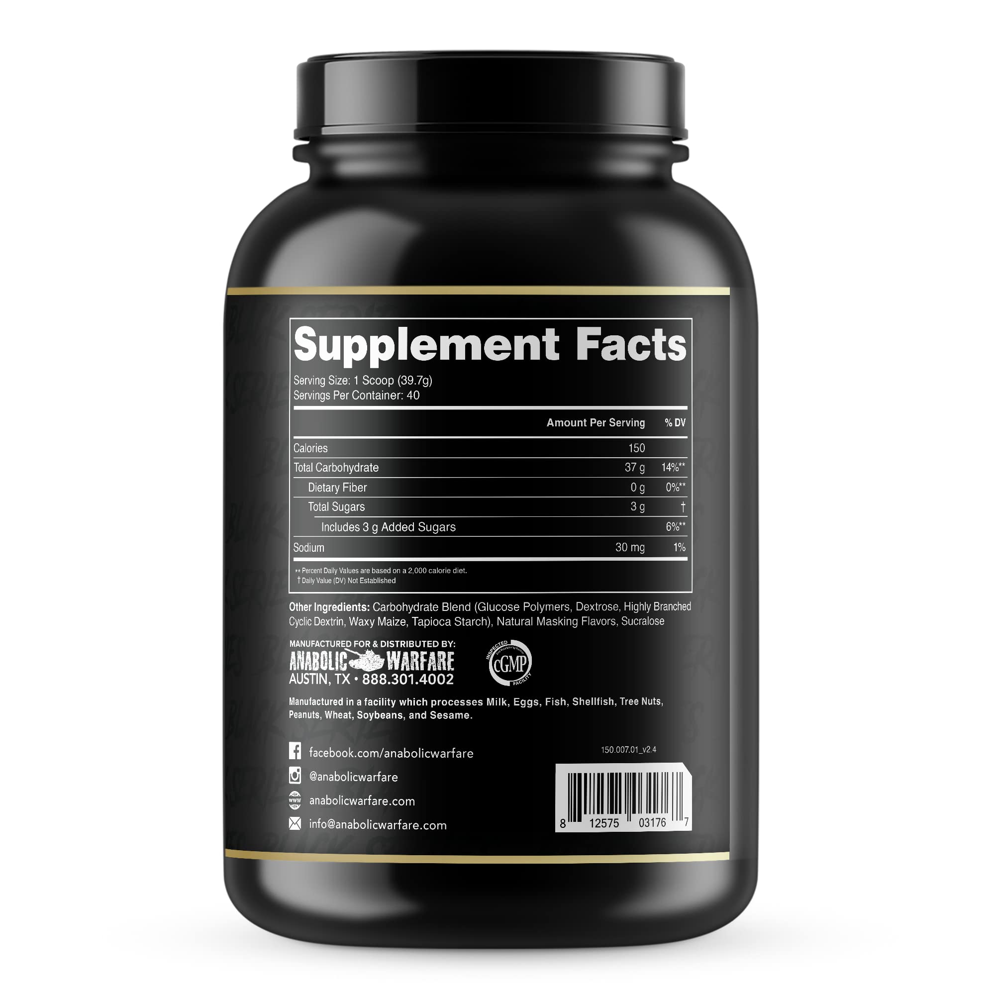Anabolic Warfare Glyco Surge Glycogen Supplement Performance Carbs to Help Lean Muscle Growth, Post Workout Recovery and Endurance* (Natural - 40 Servings)