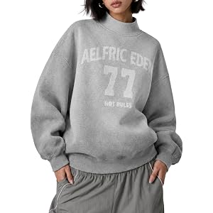Aelfric Eden Unisex Oversized Mock Neck Sweatshirt with Hidden Pockets | Plus Size Mens Turtleneck Tops Soft Pullover Hoodie