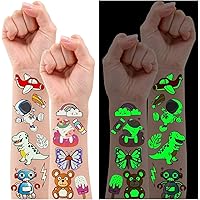 Pack De 134 Tatuajes Temporales Luminosos Para Niños Y Niñas | Diseños De Unicornios, Dinosaurios, Piratas, Hadas Y Monstruos, Ideal Para Cumpleaños Y Fiestas