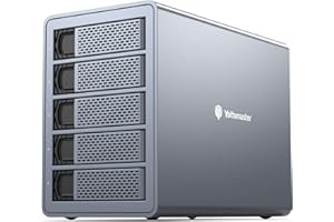 Yottamaster 5 Bay RAID External Hard Drive Enclosure 2.5" 3.5" USB3.0 to SATA HDD SSD Enclosure,Support 80TB & RAID 0/1/5/10/