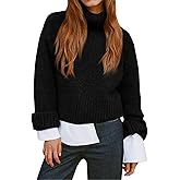Saodimallsu Womens Turtleneck Fuzzy Sweaters Long Sleeve Chunky Knit Casual Loose Warm Fall Winter Pullover Sweater