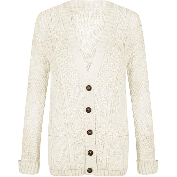 Classic Vintage Chunky Cable Knitted Cardigan (S) Black at