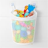 Large Capacity Baby Mesh Bath Toy Organizer, Multiple Ways to Hang, Extra Large Opening Bathroom Toy Storage, Bottom Zipper Bathtub Toy Storage Bag, Baby Shower Games bath Tub Accessory (White)