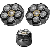 Magnetic 6 Blades Head Shaver Replacement Heads for Many 6D Magnetic Electric Razor,Newly Designed Magnetic 6D Blade Head Compatible with Head Shavers for Bald Men,2 Pack Travel Size.