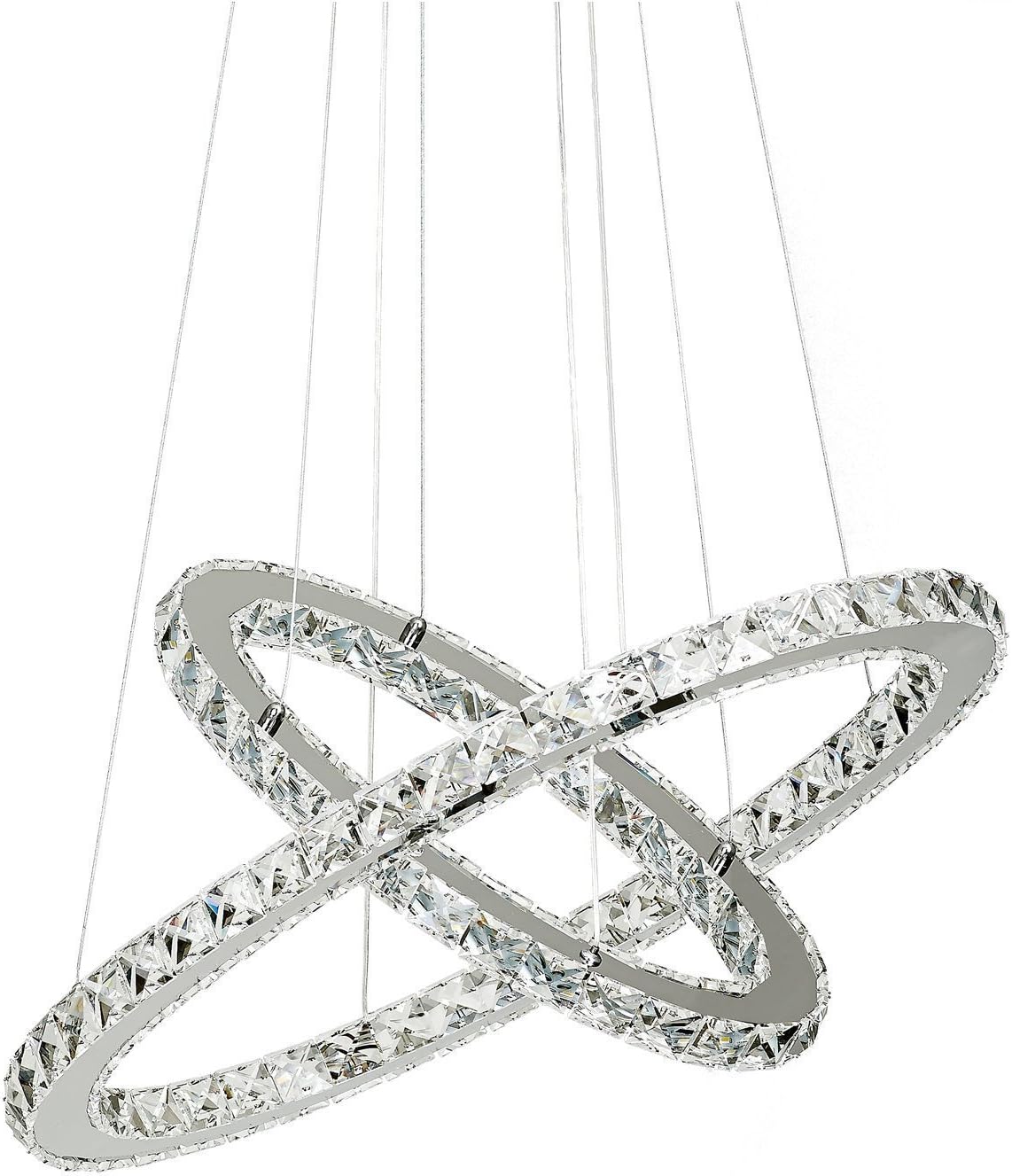 TopMax 2 Oval Crystal Ring Chandeliers 30 x 50 cm LED (S50) Suspension Light Ceiling Lamp