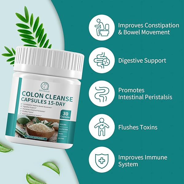 BBEEAAUU COLON CLEANSE DETOX CAPSULES, 15 DAY GUT HEALTH SUPPLEMETNS, GUT HEALTH FOR WOMEN MEN, SUPPORT DIGESTIVE & INTESTINAL, WITH PSYLLIUM HUSK POWDER & SENNA LEAF, NON GMO, GLUTEN FREE