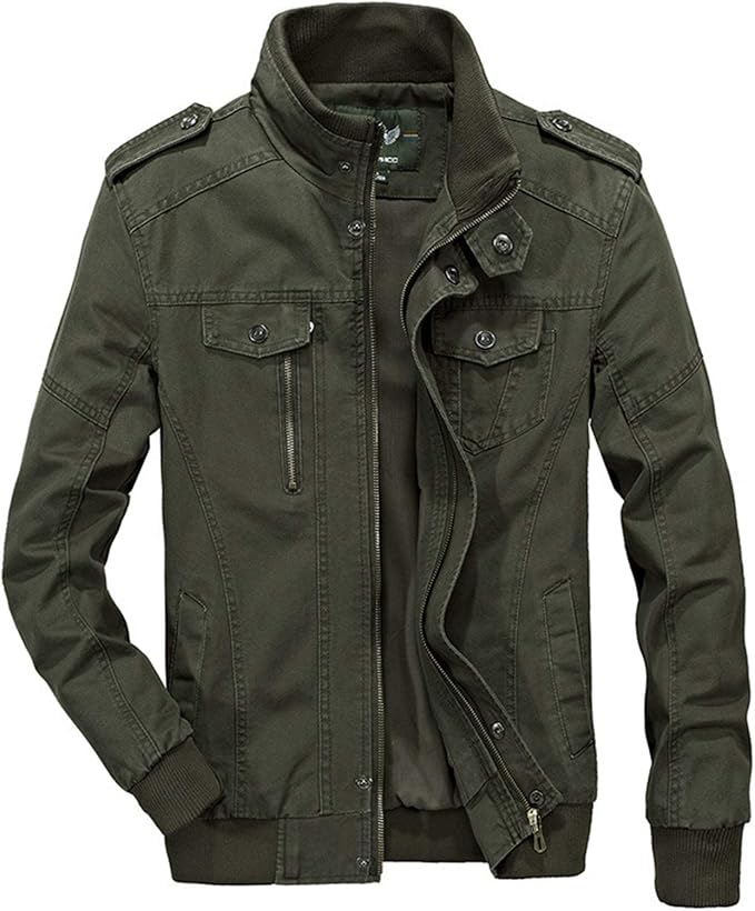 Military Bomber Jacket Men Autumn Casual Cotton Washed Coat Outwear