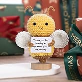 RovyFota Handmadel MIni Crochet Bee with Positivity Card - Mini Emotional Boost Gift for Easter, Birthdays, Teacher Appreciation - Teens, Moms, Friends,Thoughtful Gift for Friends(Positive Bee)