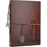 Scrapbook Photo Album, AIOR Leather Scrapbook 11x8.3Inch 60 Black Pages DIY Memory Book Vintage Scrap Book, Gifts for Wedding Anniversary Valentines Birthday Couple Lover Friend, Kiss