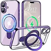 Pmteyoim Magnetic for iPhone 17 Case with Invisible Stand[Compatible with MagSafe][Full Camera Lens Protector][Military Drop Protection] Shockproof Not Yellowing Clear Slim Soft for Women Men