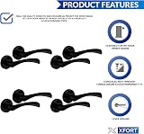 XFORT Matt Black Warped Lever On Rose Door Handles 2 Pairs Internal Doors view 2